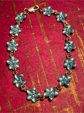 Blue Floral Link Bracelet - Women Jewelry